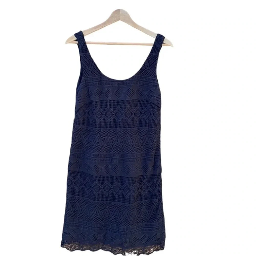 J Crew Factory size 4 black crochet sleeveless dress, pit to pit 17", length 36"